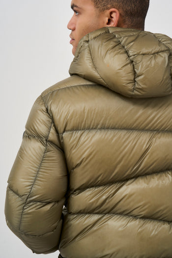 Green men's down jacket with hood - 7