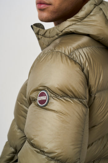 Green men's down jacket with hood - 8