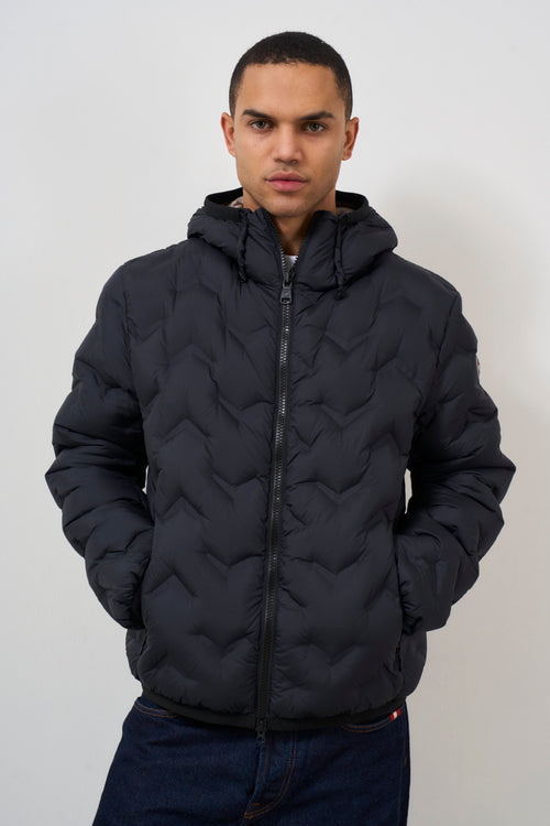 Black quilted men's down jacket - 2