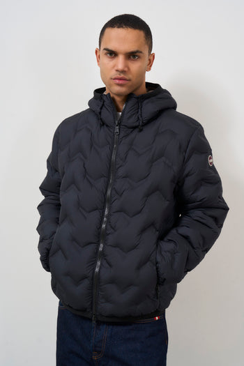 Black quilted men's down jacket - 5