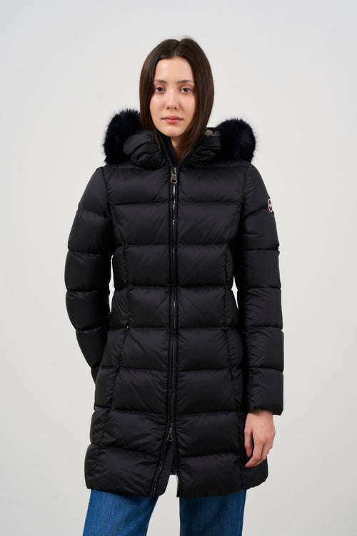 Women's quilted down jacket with fur