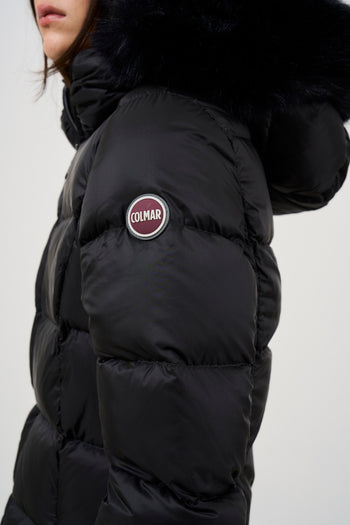 Women's quilted down jacket with fur - 3