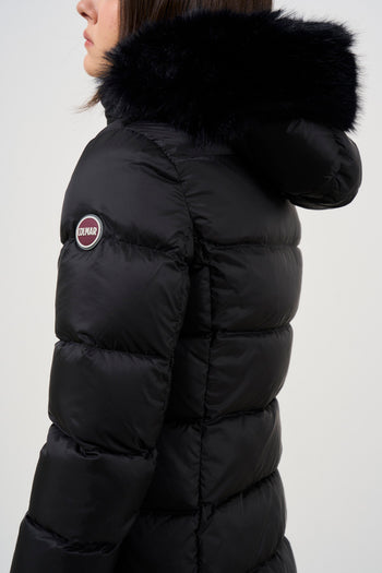 Women's quilted down jacket with fur - 7