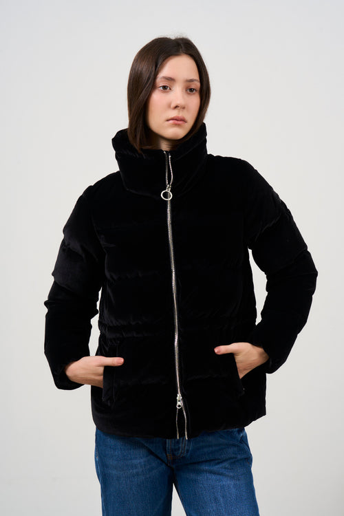 Piumino donna con zip in velluto - 1