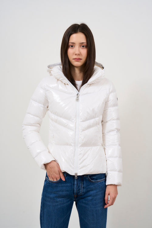 White women's down jacket with hood - 2