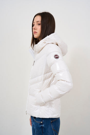 White women's down jacket with hood - 4