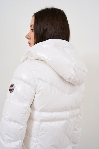 White women's down jacket with hood - 8