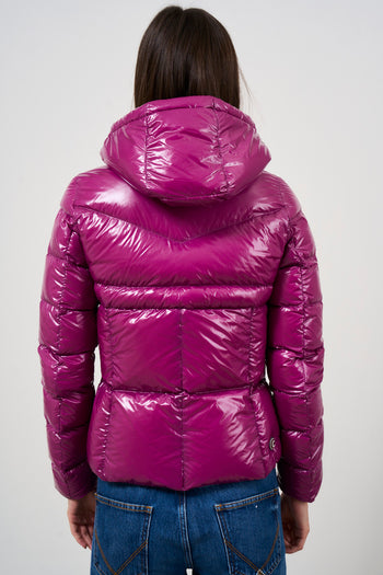 Purple women's down jacket with hood - 5