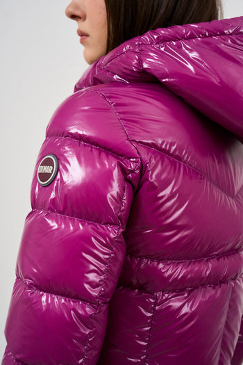 Purple women's down jacket with hood - 6