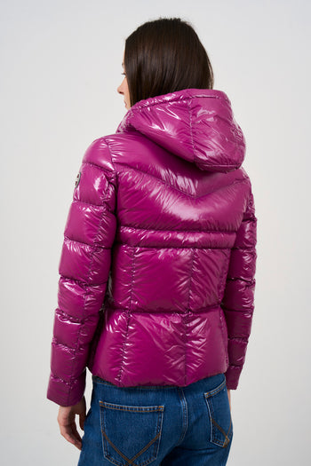 Purple women's down jacket with hood - 7