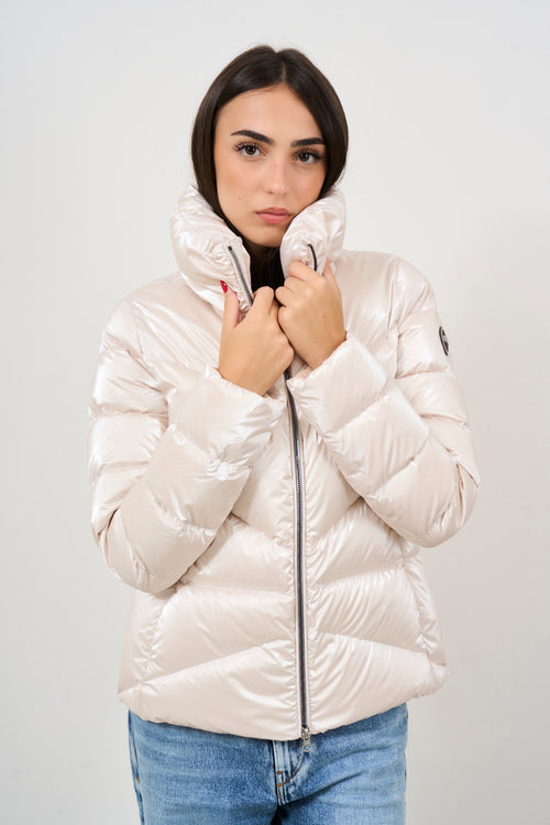 Women's cream iridescent down jacket