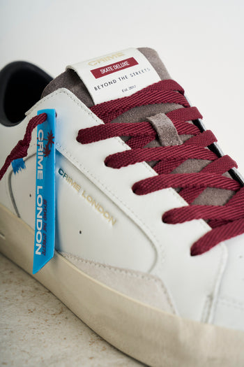 Sneakers uomo bianca con dettagli bordeaux - 5