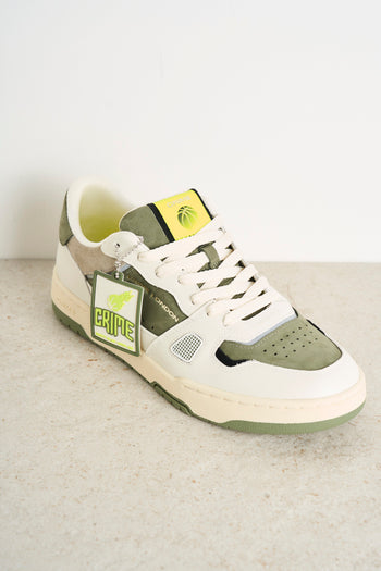 White and military green men's sneakers - 4