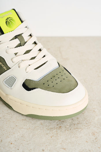 White and military green men's sneakers - 5