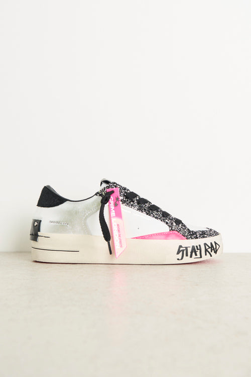 Sneakers donna argento, nere e fucsia