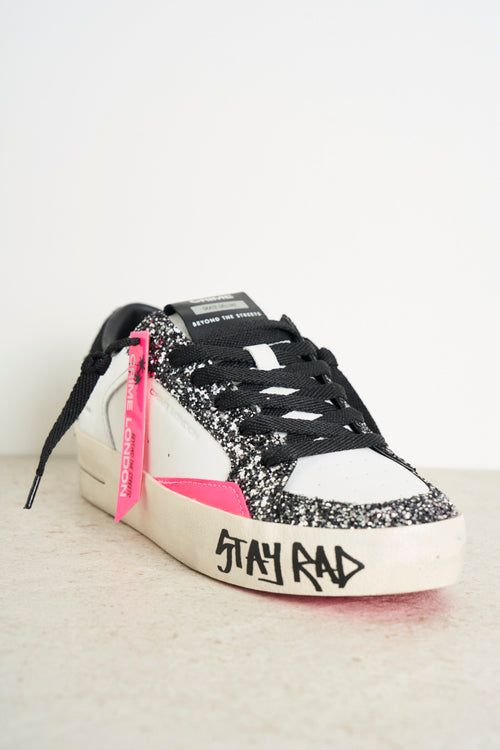 Sneakers donna argento, nere e fucsia - 2