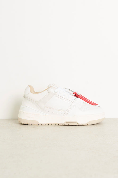 White women's sneakers with red detail - 1