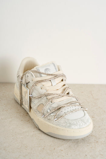 Sneakers donna bianche con strass - 4