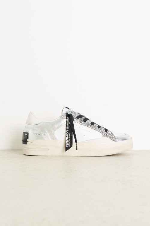 Women's sneakers white and silver laminated - 1