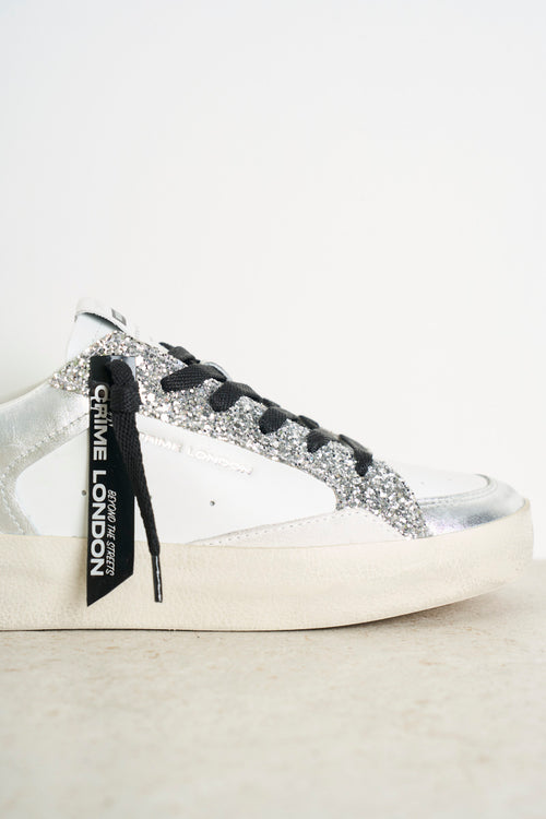 Women's sneakers white and silver laminated - 2