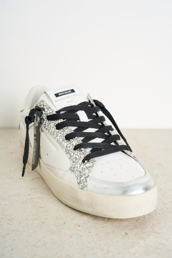 Women's sneakers white and silver laminated - 3