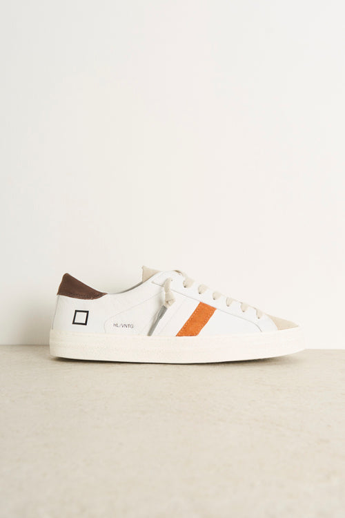 Sneakers uomo Hill low calf marrone e arancio