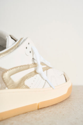 Beige and white women's sneakers - 8