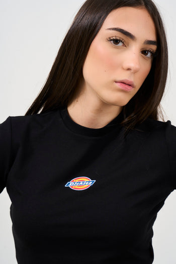 Black women's t-shirt with front logo detail - 4