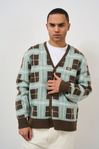 Men's V-neck patterned cardigan - 4