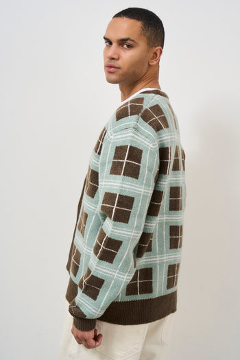 Men's V-neck patterned cardigan - 7