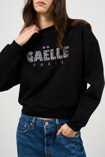 Women's black sweatshirt with silver details - 3