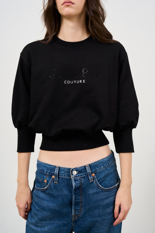 Women's black cropped sweatshirt