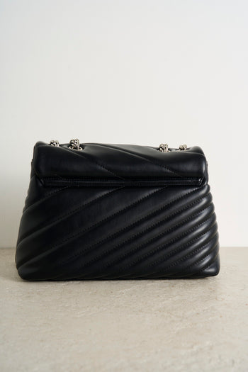 Women's black quilted shoulder bag - 5