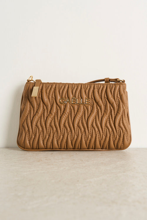 Women's quilted camel bag