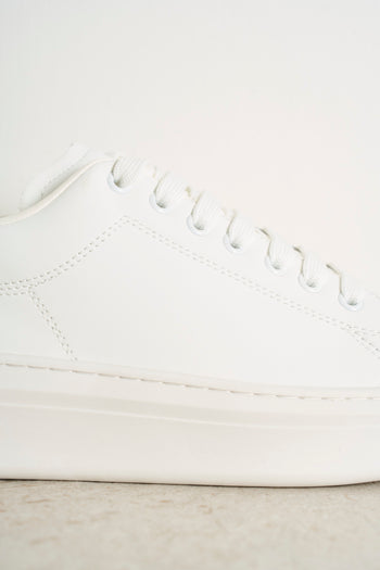 Sneakers in pelle bianca con logo - 3