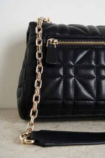 Black quilted women's bag - 8