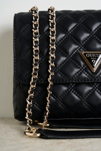 Black quilted shoulder bag for women - 3