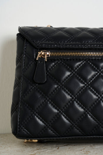 Black quilted shoulder bag for women - 7