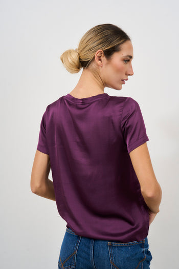 Women's Satin Purple T-Shirt - 3