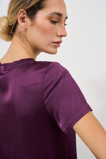 Women's Satin Purple T-Shirt - 4