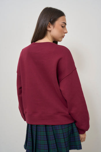 Women's burgundy sweatshirt with light blue writing - 5