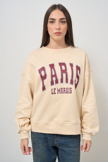 Women's cream sweatshirt with burgundy writing - 3