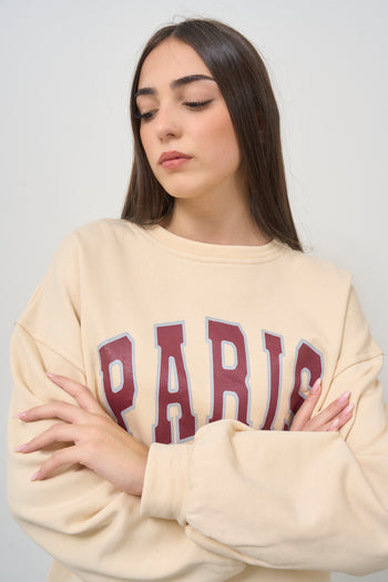 Women's cream sweatshirt with burgundy writing - 4