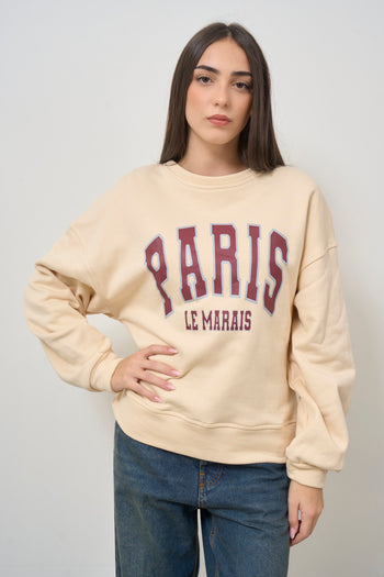 Women's cream sweatshirt with burgundy writing - 5