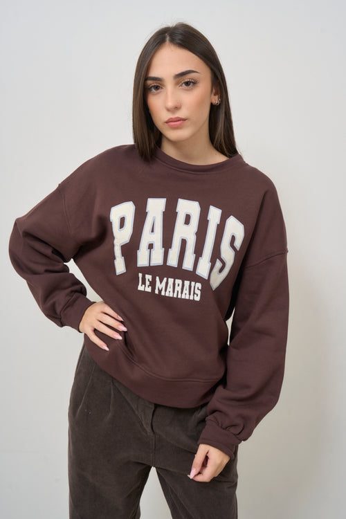 Brown women's sweatshirt with white writing - 2