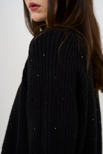 Maglia donna nera con paillettes - 5