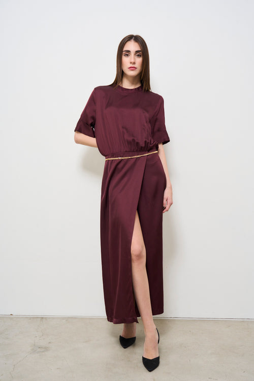 Long burgundy women's dress