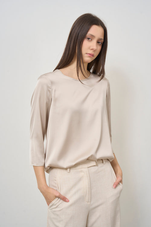 Blusa donna bianca manica a tre quarti