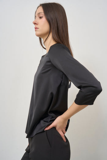 Blusa donna nero manica a tre quarti - 3