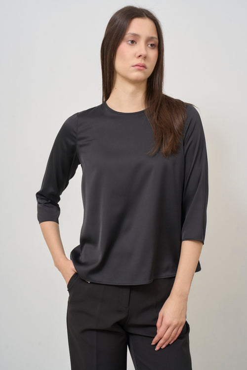 Blusa donna nero manica a tre quarti